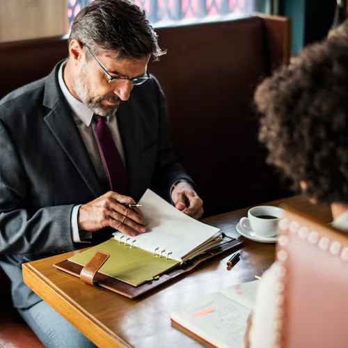 Businessman reviewing documents